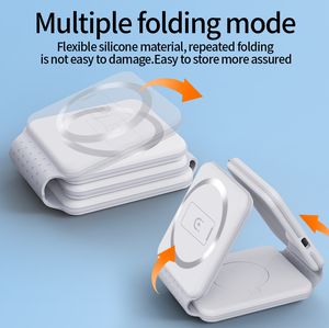 Custom Logo 3in1 Foldable <strong>Small</strong> Wireless Charger Pad Foldable Folding 3-In-1 Magnetic Wireless Charger 3 in 1 Stand for <strong>Apple</strong> - Product Image 4