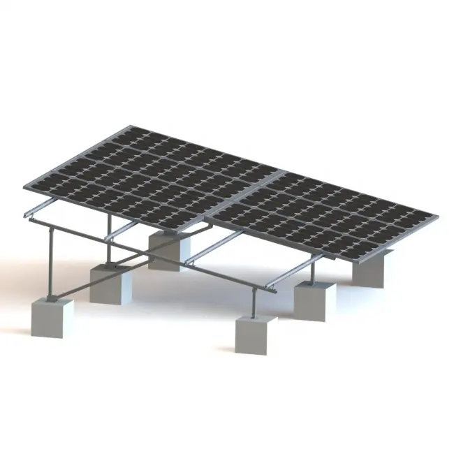 Painéis Solares Suporte Montagem Terrestre Stents Fotovoltaicos Baseado Concreto Sistema Montagem Solar