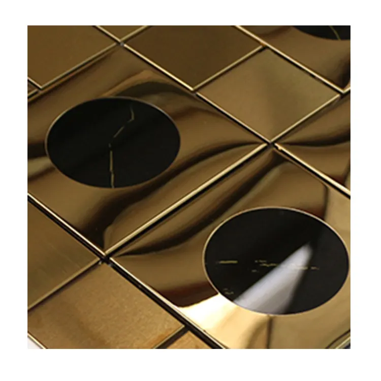 New Design Mosaic Gold Tiles Crystal Glass And Metal Stainless Steel Mosaic Tile For Wall Decor