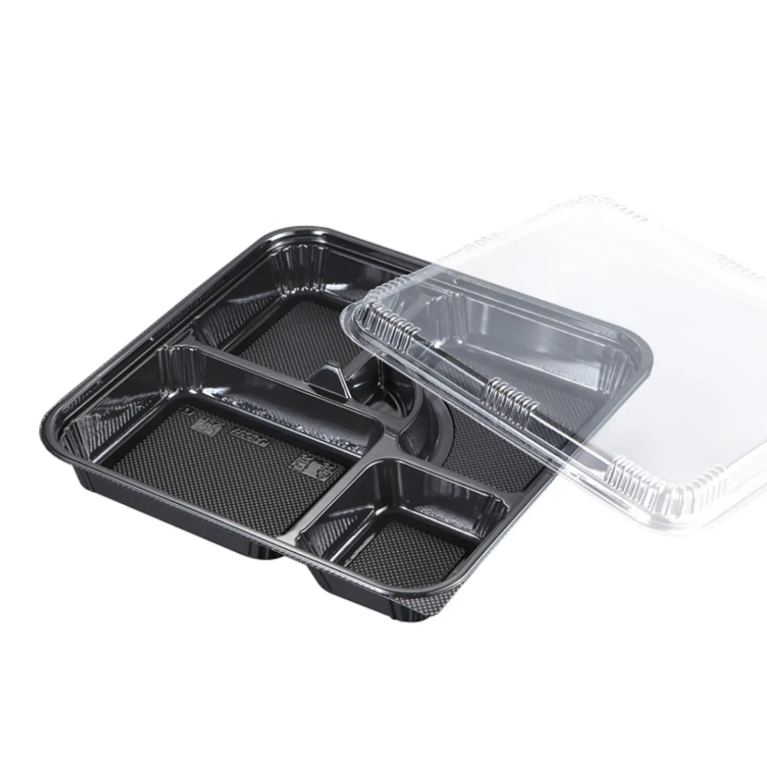 Caixas de plástico descartáveis brilhantes, compartimento grande para embalagem de restaurantes recipiente de comida
