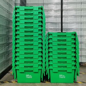 Gran distribución logística Almacén de servicio pesado Supermercado Apilable Apilar y Nido Rotación Cajas de almacenamiento de plástico con tapas - Product Image 1