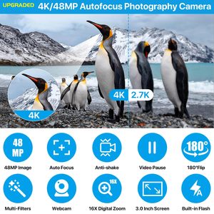 ポータブルHDデジタルカメラ2.88インチIPSスクリーン16xズームとビデオカメラ機能 - Product Image 2