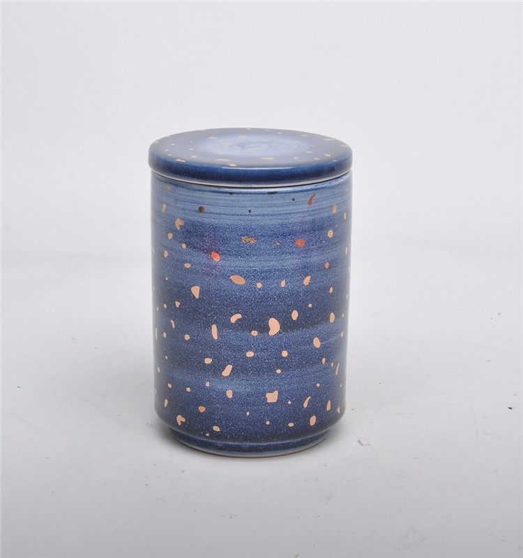 Space Star luxury home decoration candlestick ceramic cylinder candle holder with lid