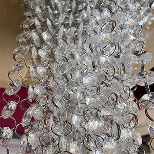 Cam kristal Garland iplikçikleri-asılı avize Gem boncuk zincir-14mm temizle sekizgen prizma elmas dize süslemeleri - Product Image 3