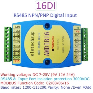 DC 9V 12V 24V 16DI NPN PNP Módulo de entrada digital RS485 3KV Comunicación aislada MODBUS RTU PLC Placa de expansión - Product Image 4