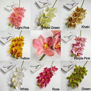 جودة عالية 10 رؤوس مصنوعة يدويا اللاتكس الاصطناعي لمسة حقيقية أبيض وردي سيمبيديوم زفاف عيد الأم المنزل - Product Image 3