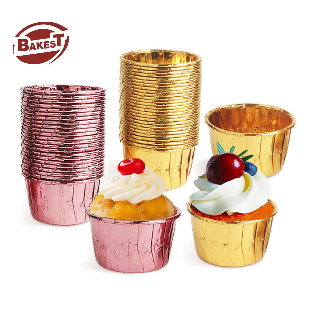 Großhandel Cup Cake Cases Papier Cupcake Liner Muffin Metall Aluminium folie Cupcake Wrapper Fett dichte Papier Back becher