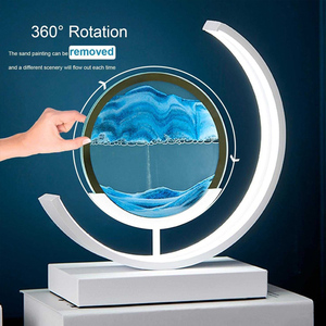 3D dinamik ay şekli dairesel LED Quicksand ışık oturma odası ofis masaüstü kolye masa lambası - Product Image 5