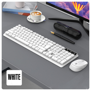 Combinación de teclado y mouse inalámbricos de 2,4G y 104 teclas Conectividad USB para computadora de oficina en colores blanco y negro - Product Image 5