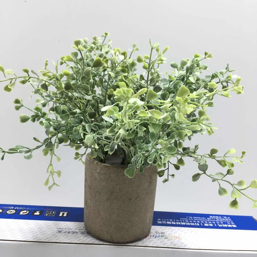 FC7501 tanaman eukaliptus buatan, pot plastik Mini penjualan terbaik untuk dekorasi rumah