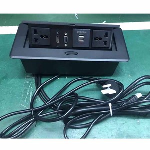 Toma de corriente emergente montada en escritorio Multimedia, con 2 entradas de 120 Vac y 2 puertos Usb para Gerente de reuniones - Product Image 1