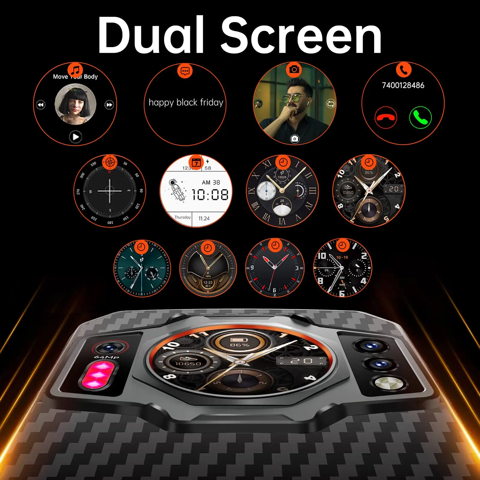 OUKITEL WP21 Dual Screen 9800mAh 12GB + 256GB 64M fotocamera 120Hz NFC versione globale robusto Smartphone cellulare telefono cellulare