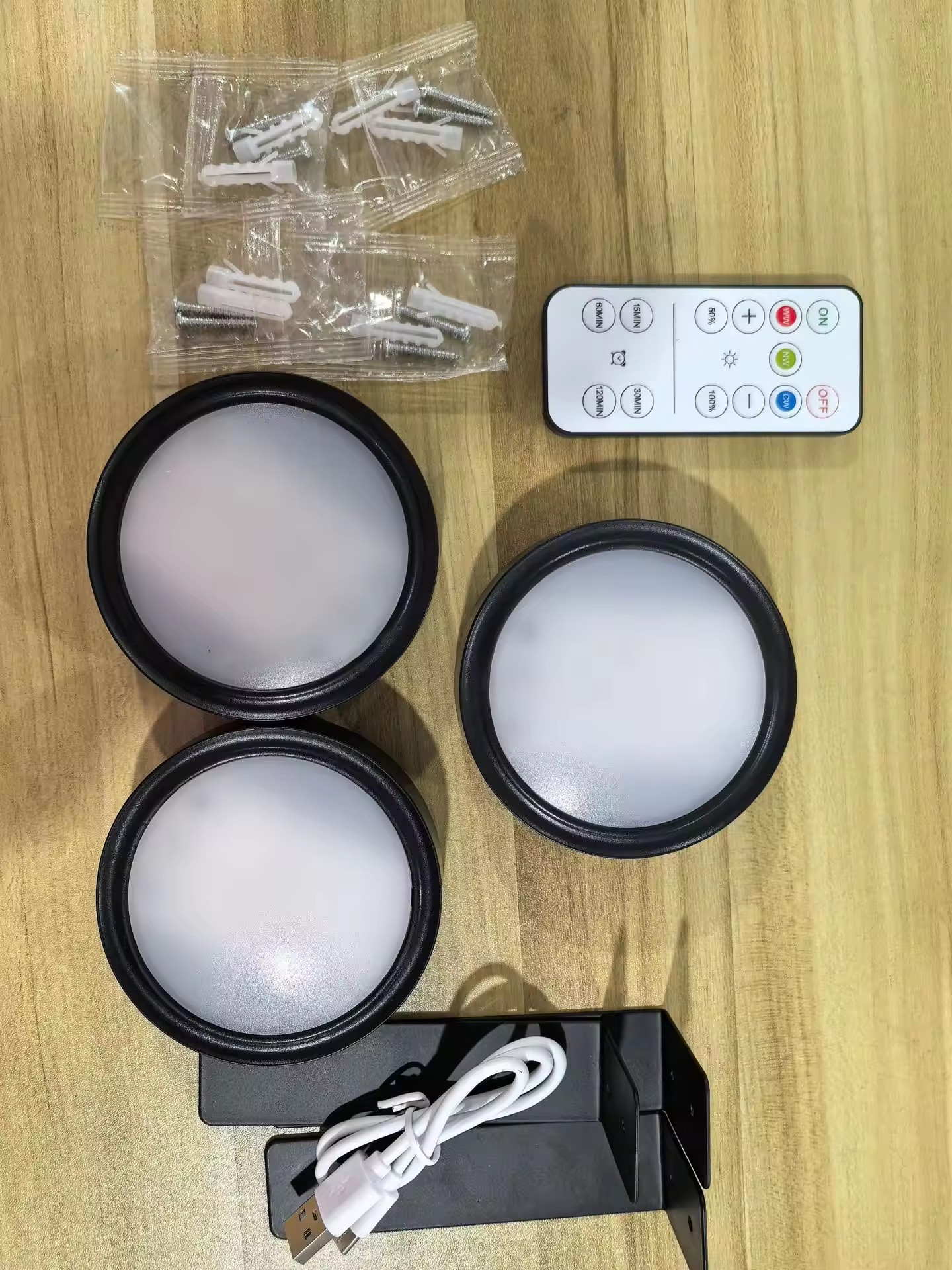 Lampe coque noire 3 couleurs t048b-cw-3 1 télécommande