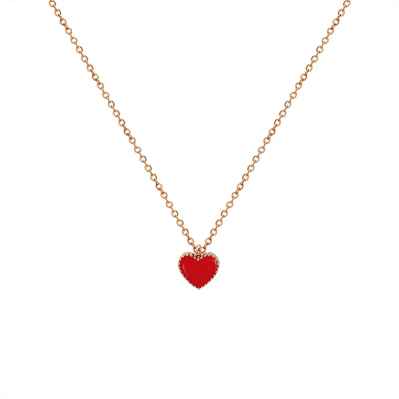 Pendentif en forme de cœur rouge rose bleu pour femme, Simple, bijoux tendance, chaîne de clavicule, de mariage, cadeaux de la saint-valentin, romantique