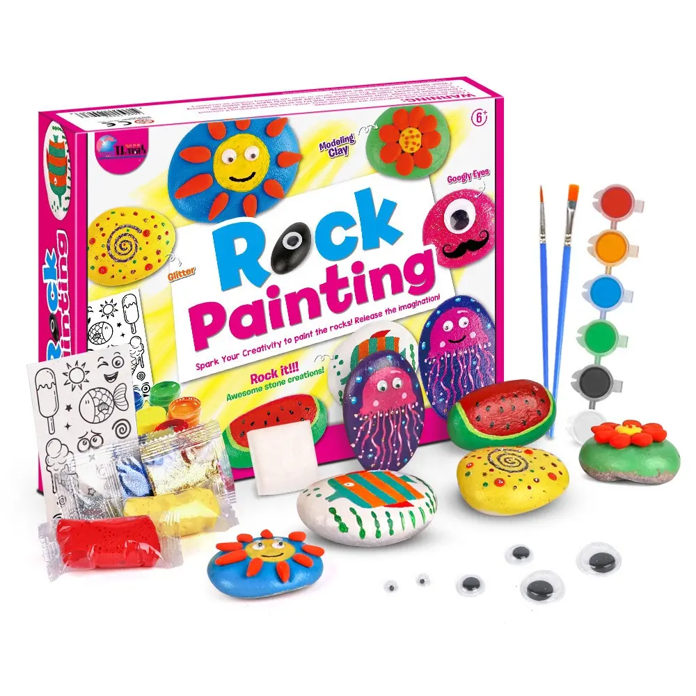 Pintura de sua própria galáxia rock pintura aumentante imaginação criativa, diy, brinquedo colorido, pedra mágica, artes, kit