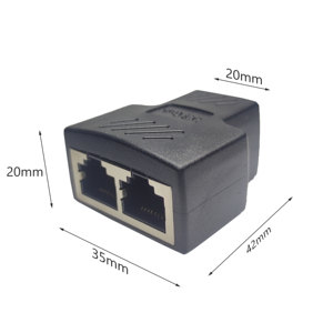 Ethernet 1 a 2 Enchufe hembra Conector RJ45 Enchufe Adaptador de red Lan Ethernet - Product Image 6