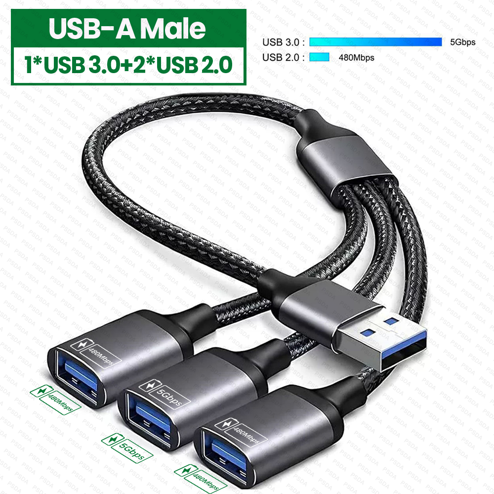 2-3IN1 USB3.0-0.35M-สีดำ (HUB067)