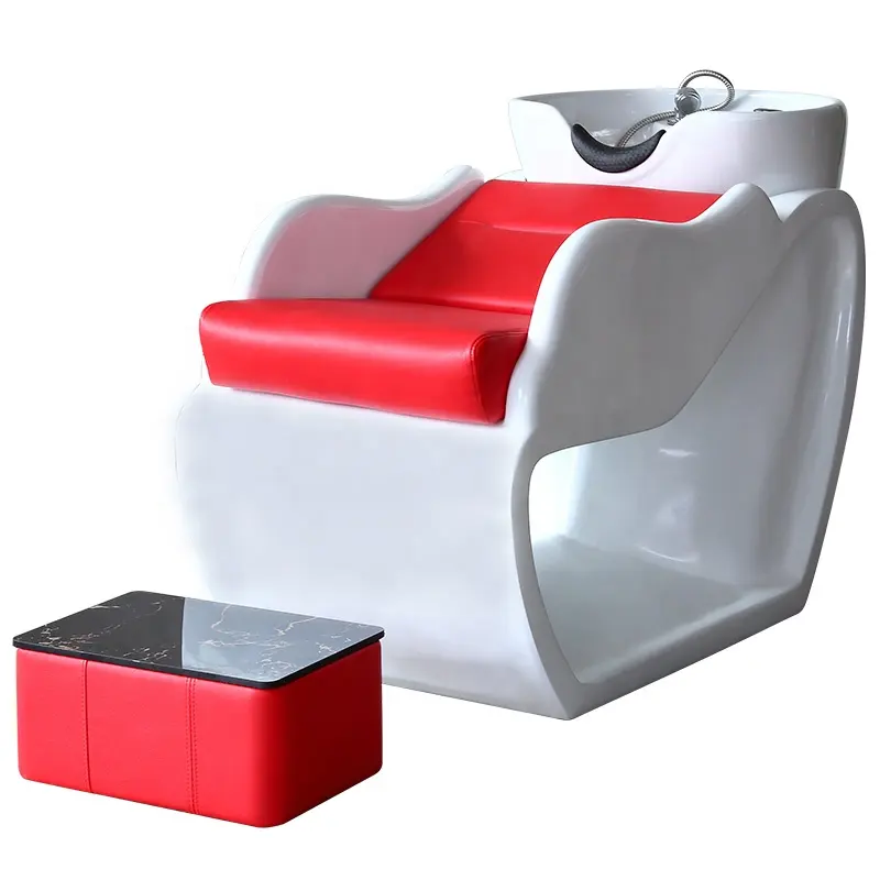 Chaise de shampooing de lit de shampooing électrique moderne Offre Spéciale classique avec plateau de shampooing en céramique blanche pour salon de coiffure