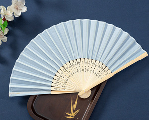 定制图案复古丝绸中国日式摆件图案婚礼舞蹈多色折叠竹手扇 - Product Image 3