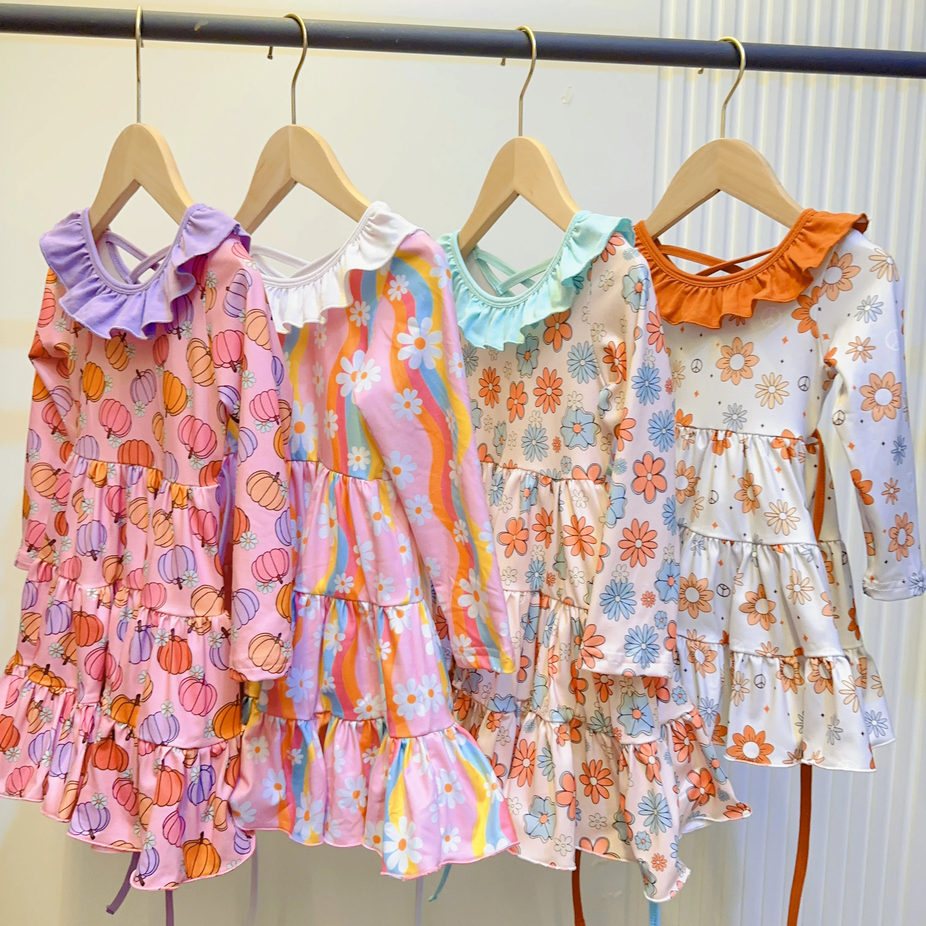 Hochwertige heiße atmungsaktive Mädchen Sommerkleid Strand riemen 100 Baumwolle Kinder kleider für Mädchen Casual Baby Girl Dress Print Full