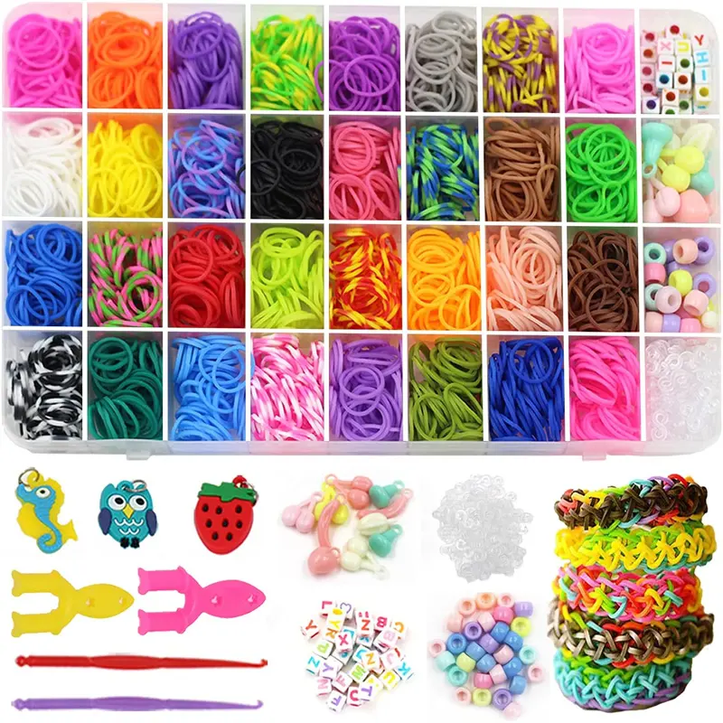 5000 + bandes de métier à tisser en caoutchouc Kit de démarrage 40 couleurs Kit de bandes de métier à tisser pour bricolage faisant des Kits d'artisanat cadeau pour les enfants