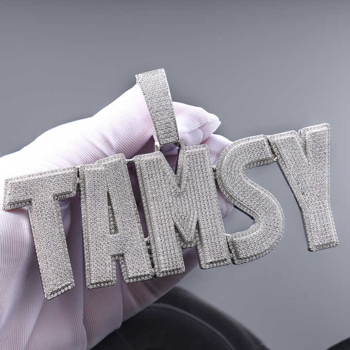 Custom Name 5A Zircon Letter Pendant Necklace Sparkling Big Diamond Cuban Charm for Women and Men Fashion Chains Necklaces