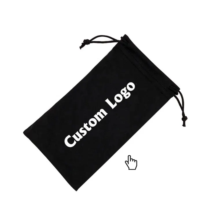 Hoge Kwaliteit Zwart Bril Pouch Lenzenvloeistof Zak, Microfiber Zonnebril Zakjes Sunglass Mouw Stofzak Met Custom Logo Gedrukt