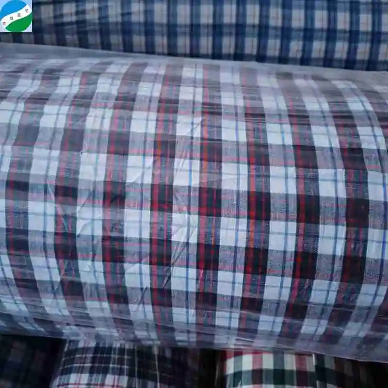 Tessuto uniforme di buona qualità tessuto 21*21 in puro cotone tinto a quadri camicia stock lotto tessuto in vendita