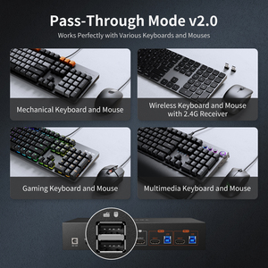 TESmart-Conmutador KVM de 2 puertos HDMI 8K 60HZ, compatible con modo de paso a través de red cableada con función de carga, conmutador KVM EDID 2x1 - Product Image 6
