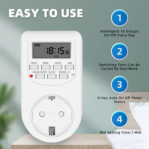 Mini interruttore Timer digitale Display LCD 12/24 ora settimanale programmabile presa di temporizzazione EU UK presa presa spina da cucina AL-06 - Product Image 2