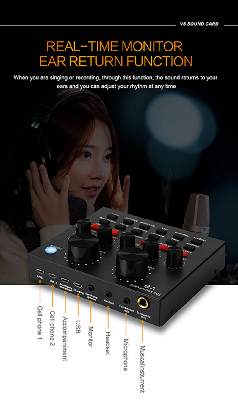 bm 800 Microphone Studio Recording Kits bm800 Condenser Microphone for Computer Phantom Power bm-800 Karaoke mic V8 Sound Card