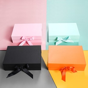 クラムシェル折りたたみボックス卸売弓無地包装ボックス折りたたみ式1ピースギフトボックス - Product Image 1