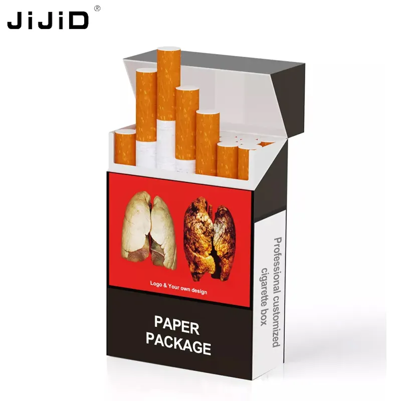 Caja de papel de embalaje de cigarrillos impresa con logotipo personalizado de fábrica de fuente superior JIJID