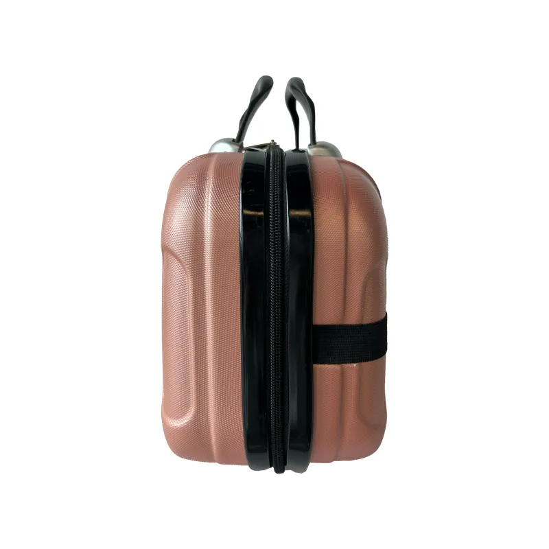 Nhỏ dễ thương 14 inch màu hồng ABS sọc túi mỹ phẩm du lịch lưu trữ trường hợp công cụ làm đẹp Hộp Mỹ phẩm tạo nên Vali