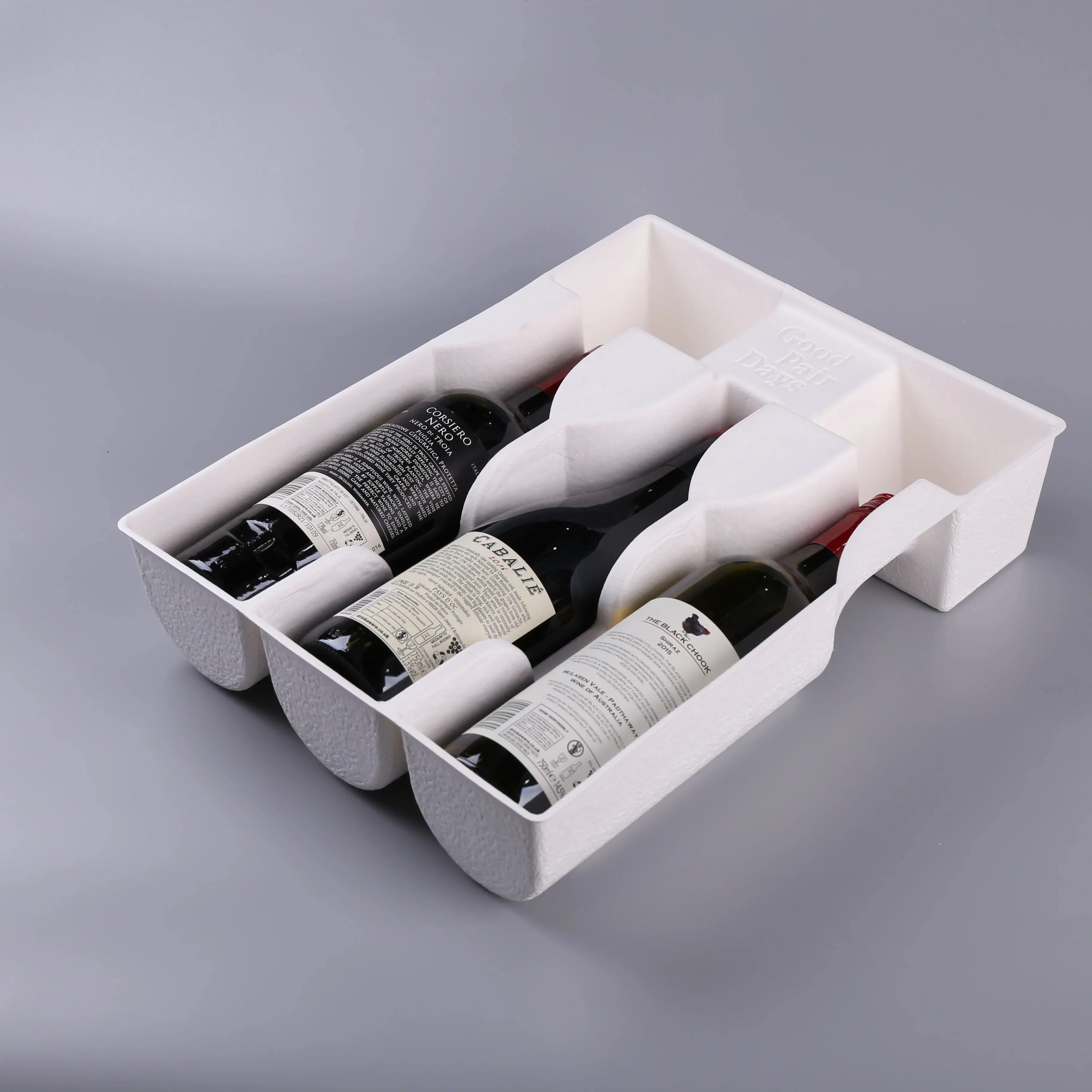 Eco Vriendelijke Gegoten Pulp Verpakking Voor Wijn Verlader, Drank Verpakking
