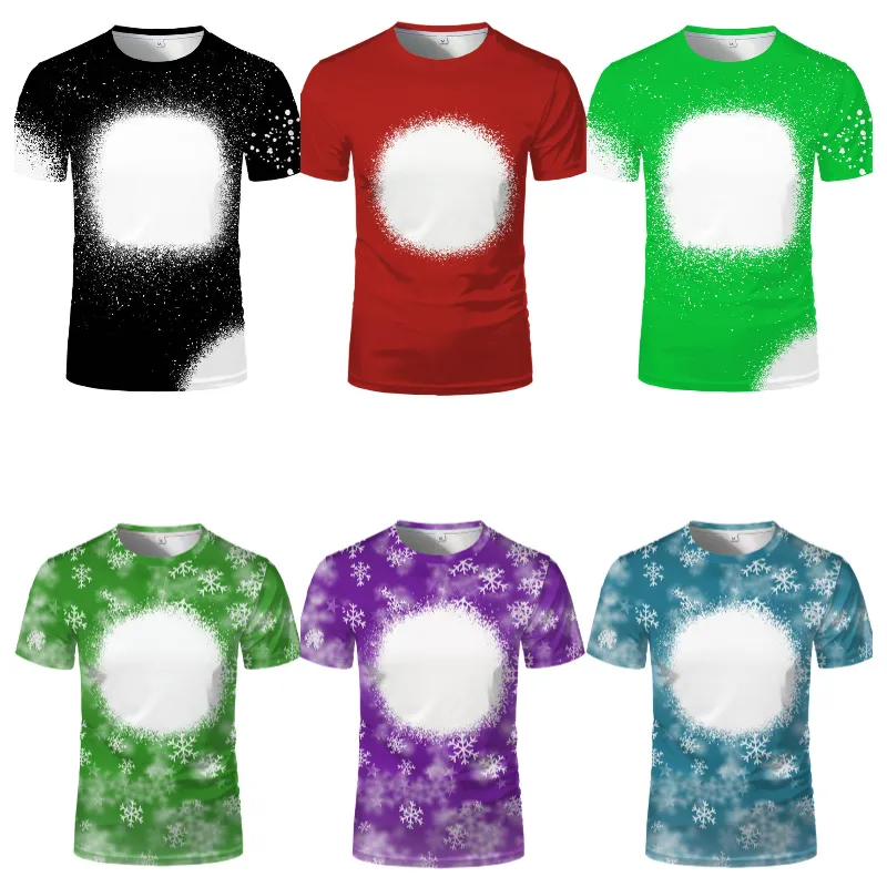 Camisetas navideñas Impresión de copos de nieve Sublimación Ropa informal en blanco Estilo O-cuello Camiseta Camisetas de poliéster para Impresión de fotos DIY