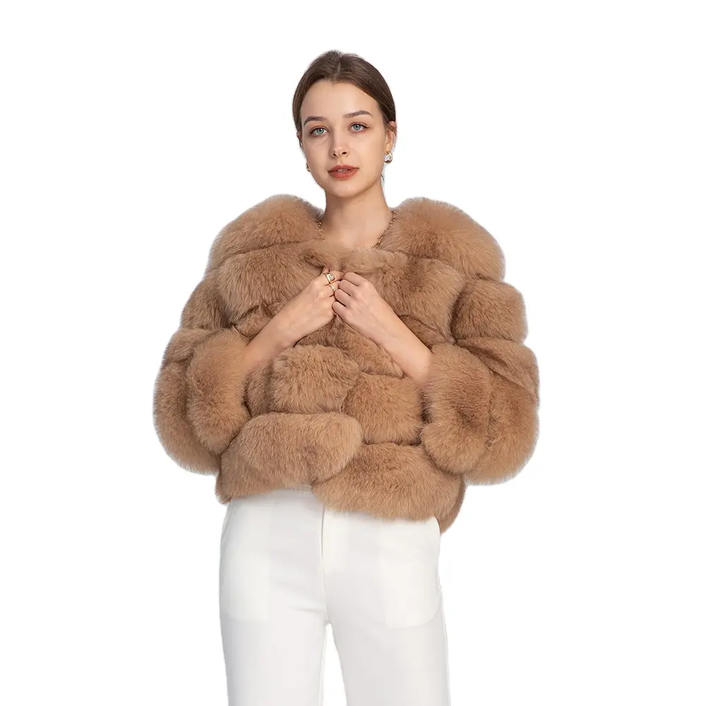 Новое поступление, высокое качество, итальянский классический стиль, укороченный рукав, модный дизайн, пушистое пальто из натурального Лисьего меха для женщин