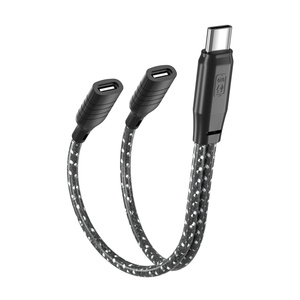 แจ็กเก็ตไนลอนสายแยก OTG สำหรับผู้หญิง2-in-1มัลติฟังก์ชัน Type C ตัวผู้ถึง2-Type C ตัวเมีย - Product Image 1