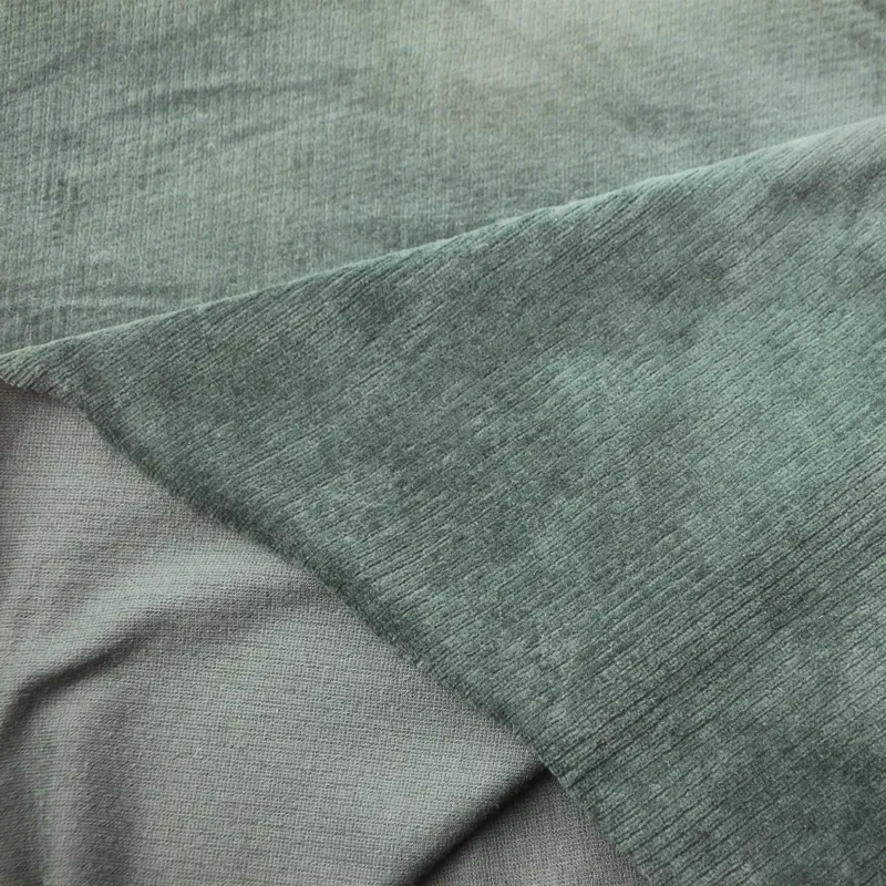 Cotton Polyester Spandex Elastic Knit Vertical Drop Needle Velutum Cloth CVC Rib Velour Velvet Fabric for Garment Sportswear