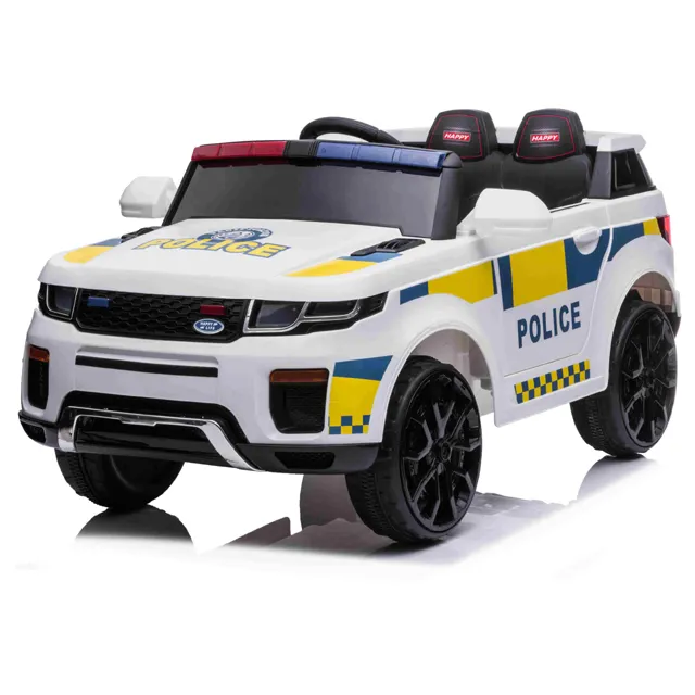 Simulation d'enfants Voiture de police électrique Télécommande Camion avec barre de traction Démarrage progressif Véhicule tout-terrain avec lumière incluse