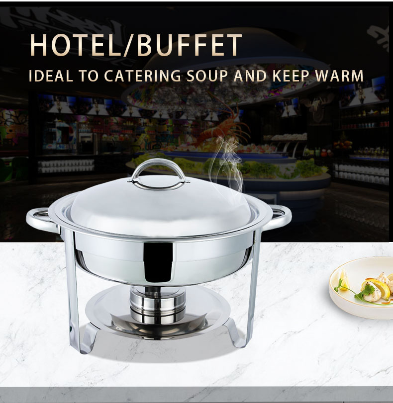Stainless steel liquid fuel Mini round food warmer buffet equipment alcohol stove chafing dish