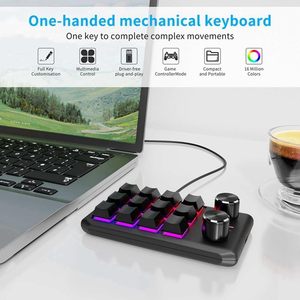 2.4G Wireless <strong>Programmable</strong> Macro Keypads USB-C Mini Customized <strong>Keyboard</strong> 12 Keys 2 Knobs Multimedia LED Light <strong>Mechanical</strong> Hot Swap - Product Image 3