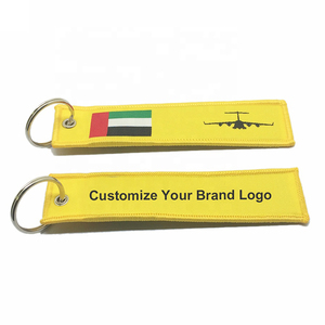 Распродажа, вышитая бирка для ключей, пользовательский саржевый двухсторонний брелок для ключей с вышивкой логотипа для одежды - Product Image 2