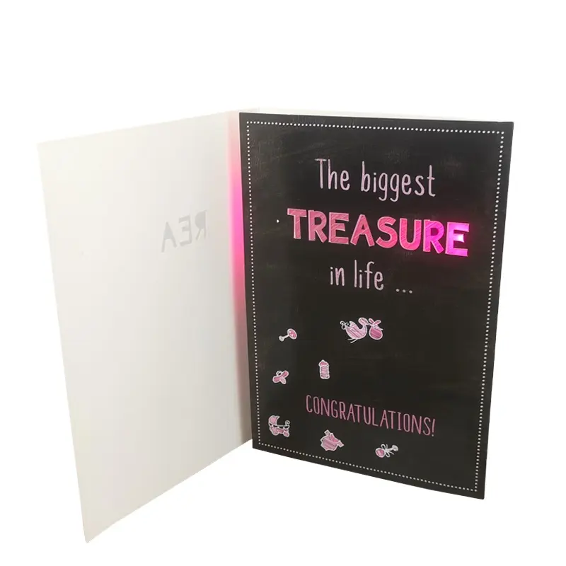 2019 New Customized Birthday Wedding Promotion Greeting Music Card with Lights