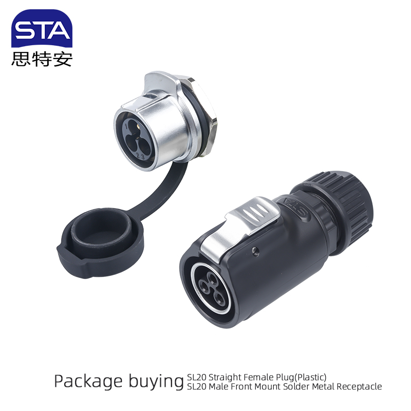 Straight Female Plug+Male Front Mount Solder