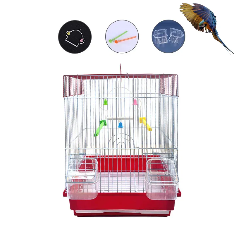 Cage de vol pour petit oiseau en fer pour perroquet perruche blanche empilable portable avec toit pour animaux de compagnie