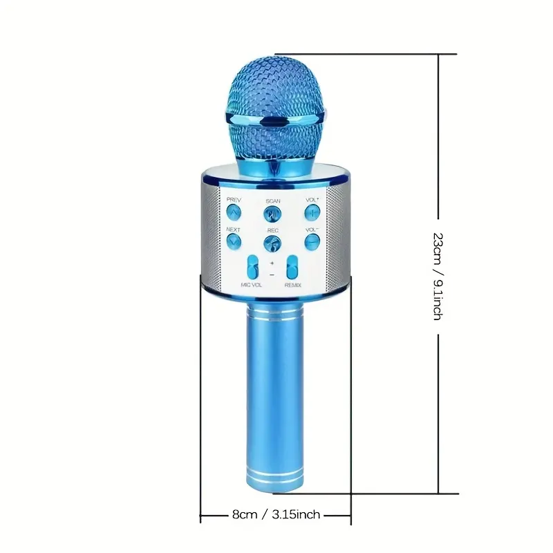 Mini micrófono WS858, condensador de Audio, micrófono inalámbrico de mano, altavoz con reducción de ruido, micrófono portátil de diente azul