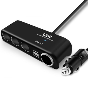 4路12V 24v多插座汽车点烟器分路器USB充电器适配器充电进入点烟器 - Product Image 1
