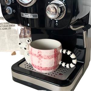 Hand Painted Ceramic Milk <strong>Mugs</strong> for <strong>Easter</strong> Cute Rabbit <strong>Mug</strong> 260ml Originality Lattice Pattern Cups with Saucer - Product Image 5