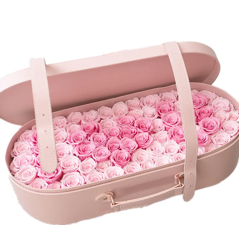 Luxury Everlasting Leather Gift Box Eternal Life Preserved Fresh Flower Valentine's Day Handmade Women Rose Gift